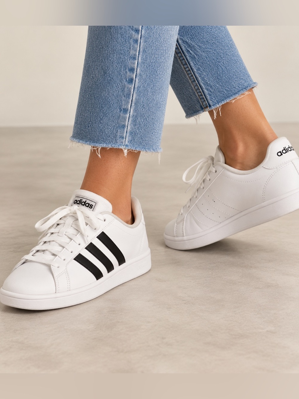 Adidas Grand Court Base White Black Sneakers Women’s Size 7.5